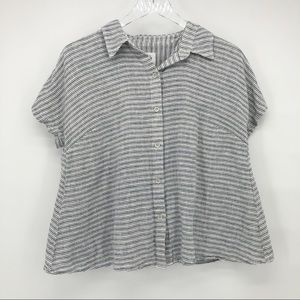 CABI hacienda striped button down short sleeve top